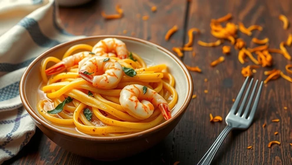 Pasta med räkor och saffran från Zeina